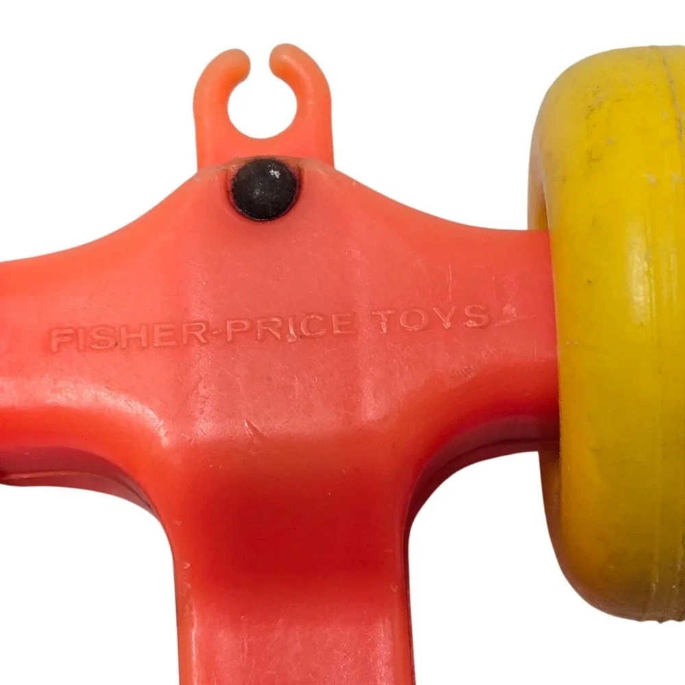 Fisher Price Vintage Little People Red Farm Tractor Boy Figure Toy Red Yellow